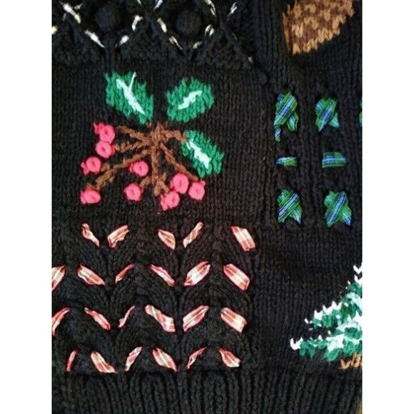 Fair Isle Vintage Embroidered Cotton Granny 80s Christmas Cardigan Sweater Sz XL - Picture 5 of 11